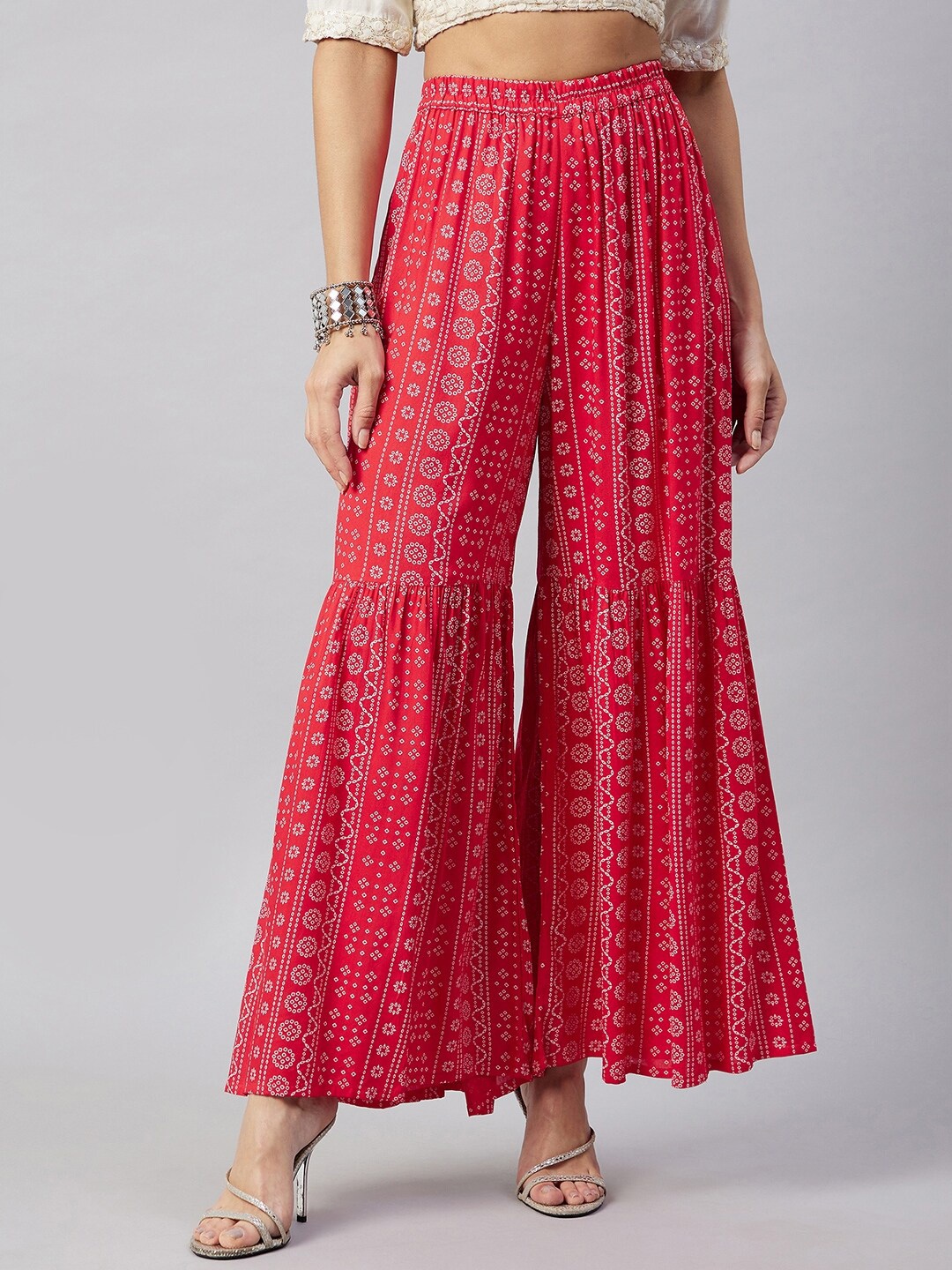 

InWeave Women RedFloral Printed Sharara, Red