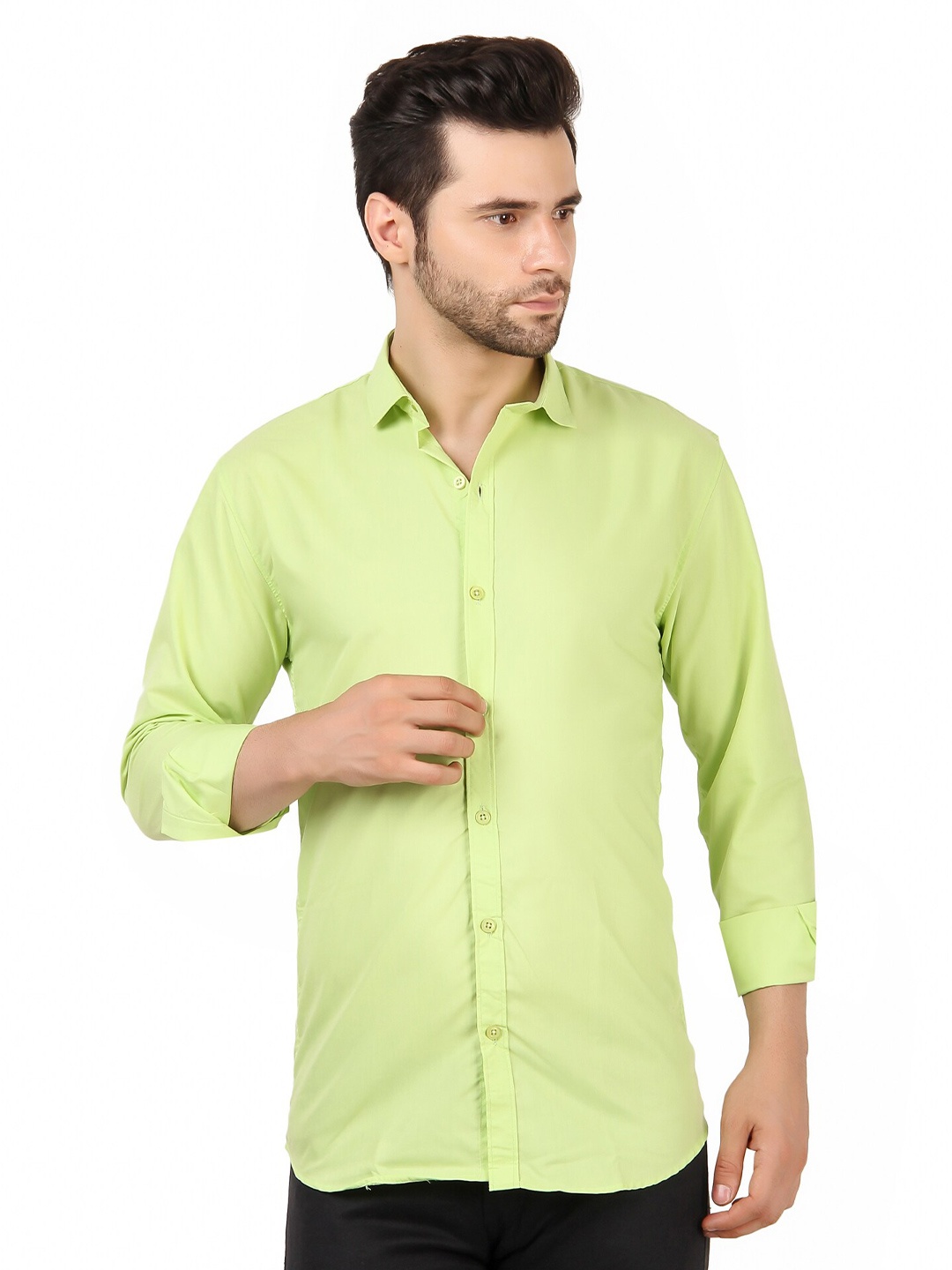 

TrulyFeb Men Lime Green Original Slim Fit Casual Shirt