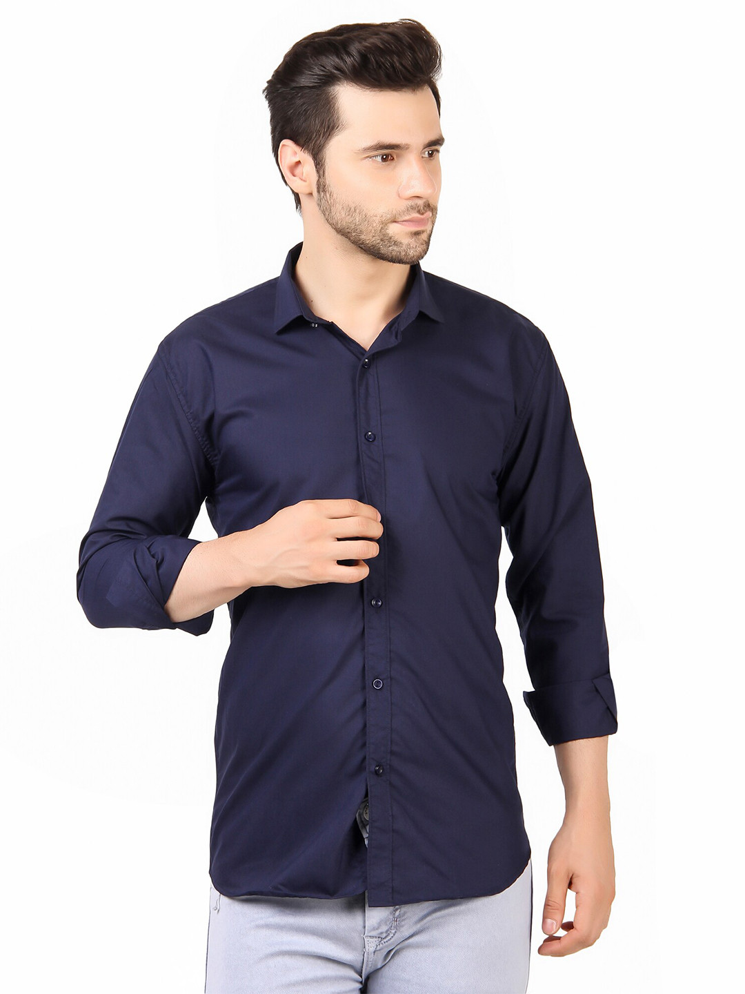 

TrulyFeb Men Navy Blue Original Slim Fit Casual Shirt
