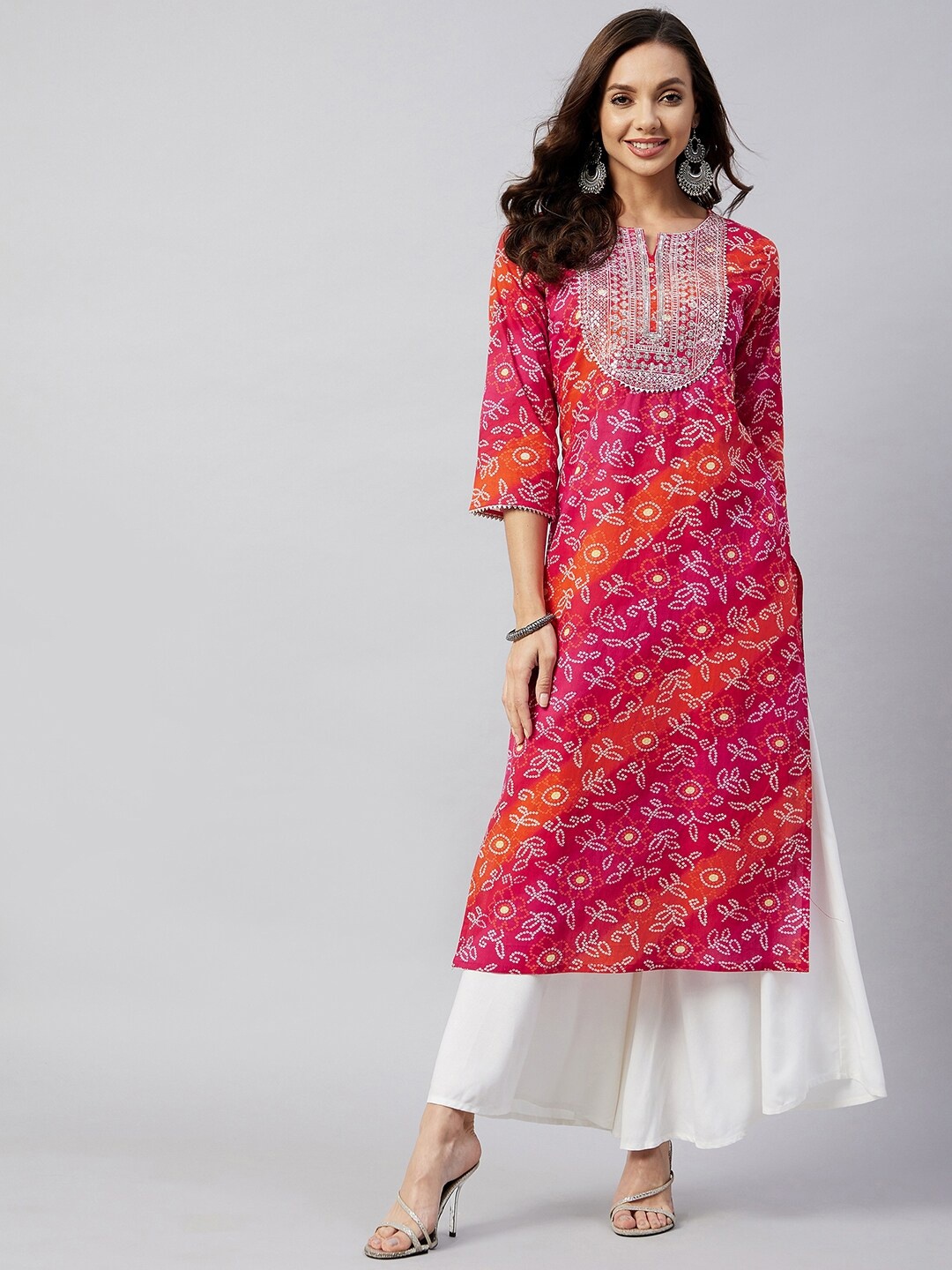 

InWeave Women Pink Printed Cotton Kurta