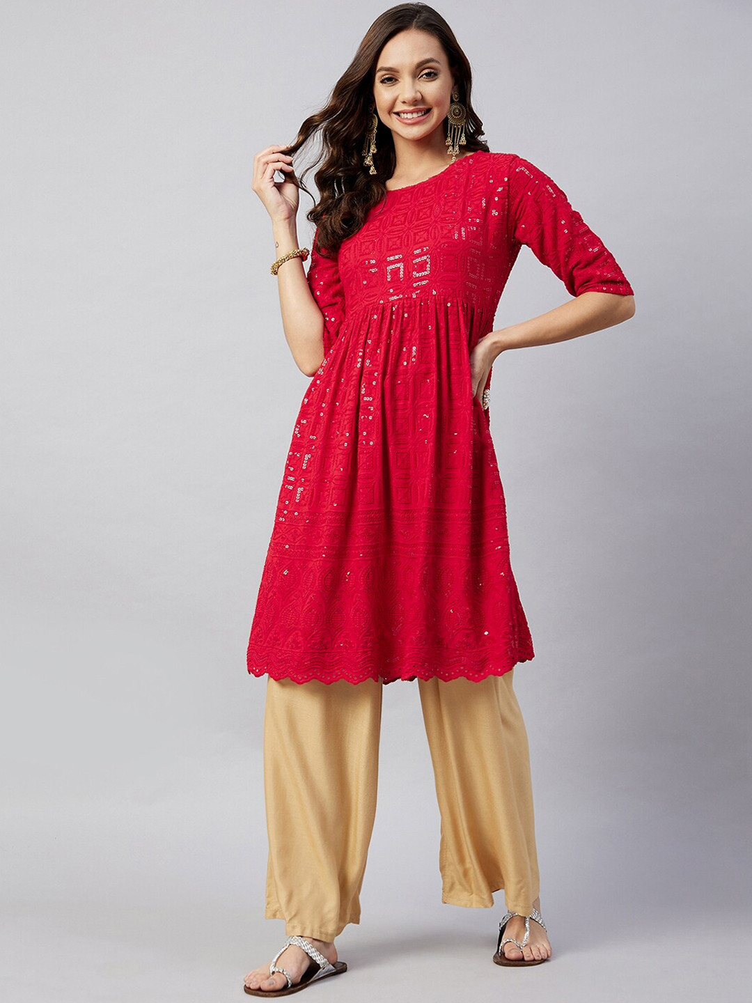 

InWeave Women Red Anarkali Kurta