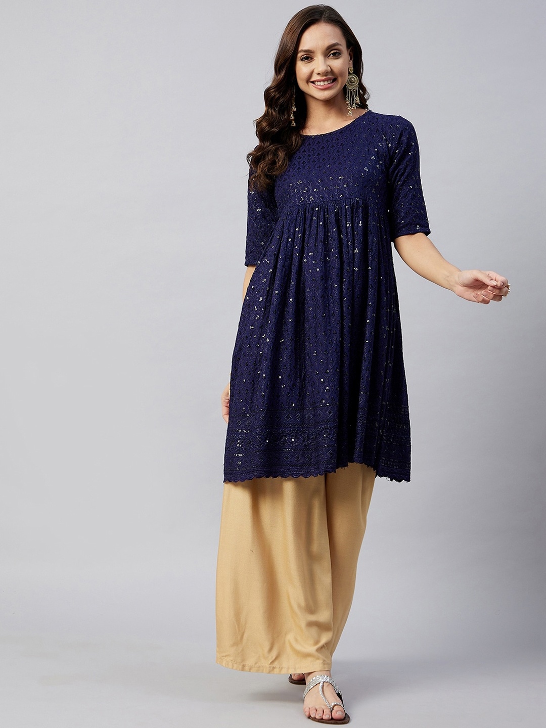 

InWeave Women Blue Embellished Anarkali Kurta
