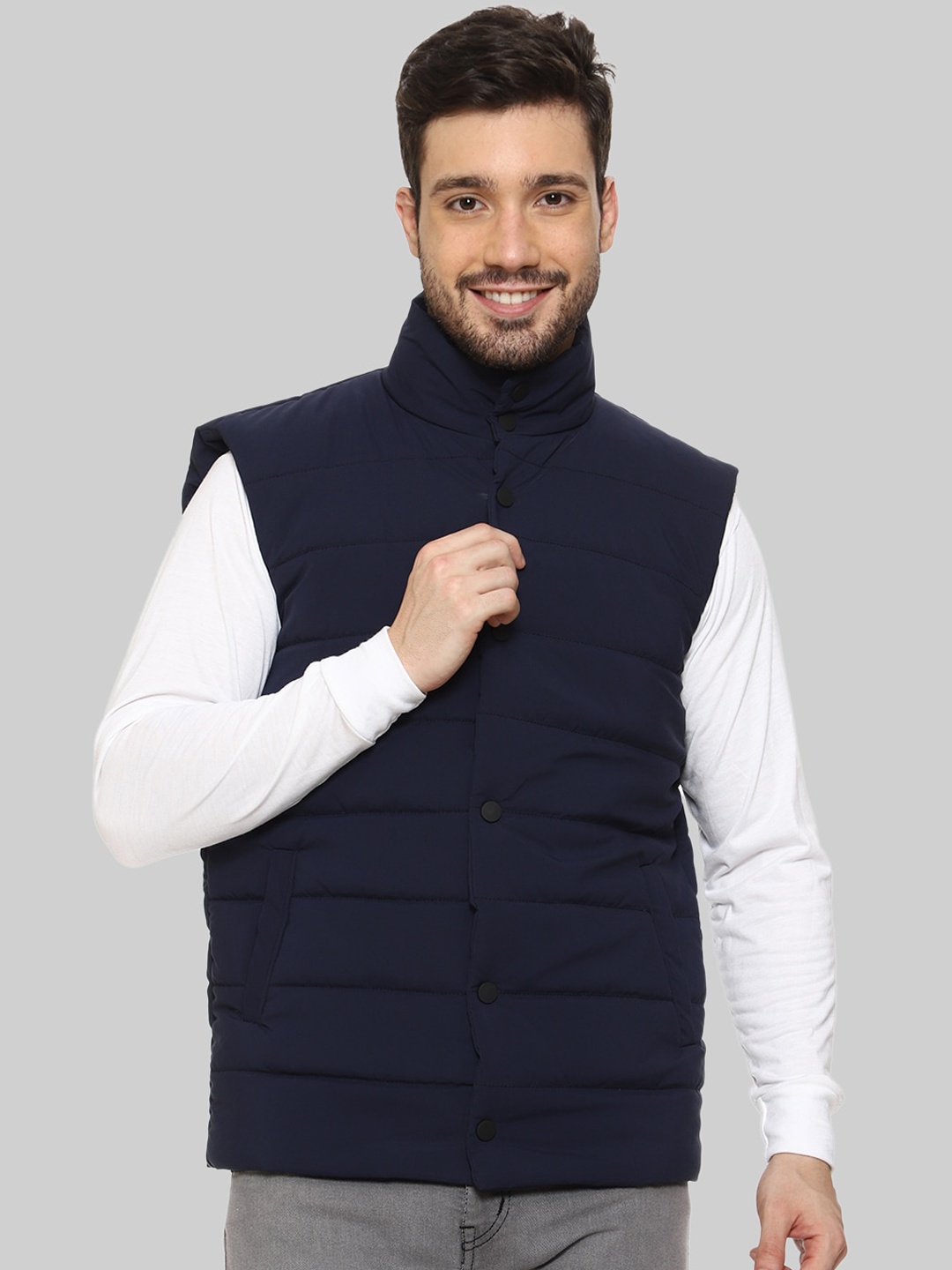 

Mark Leute Men Blue Sleeveless Puffer Jacket Jacket