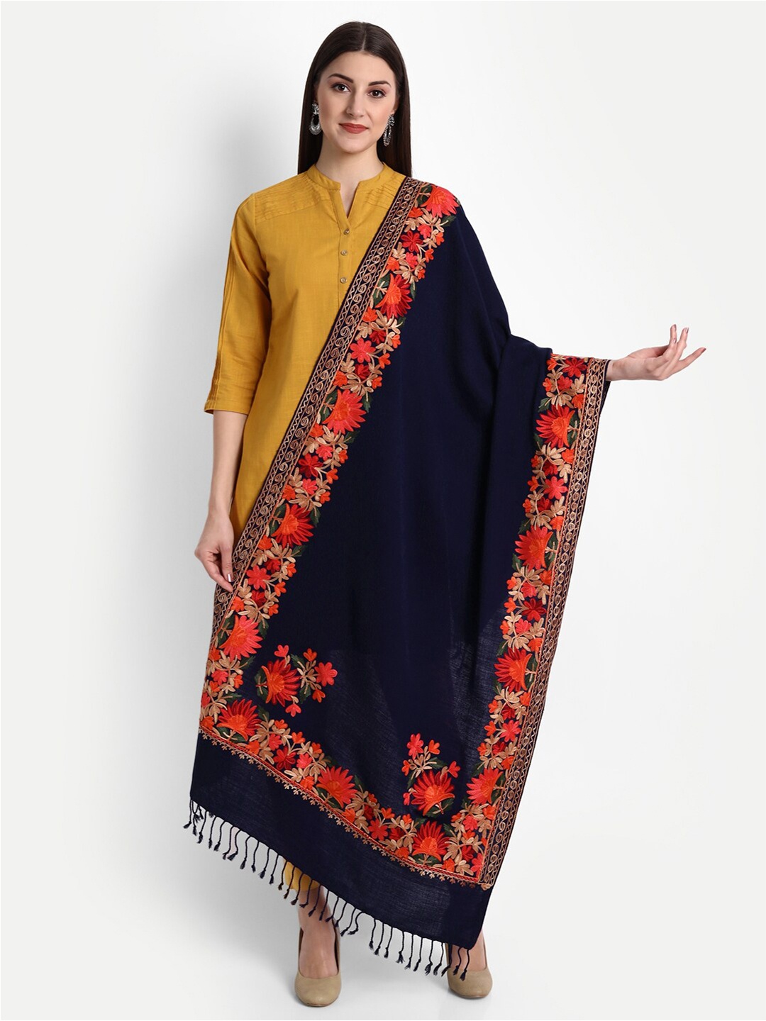 

Zamour Women Blue Kashmiri Embroidered Stole