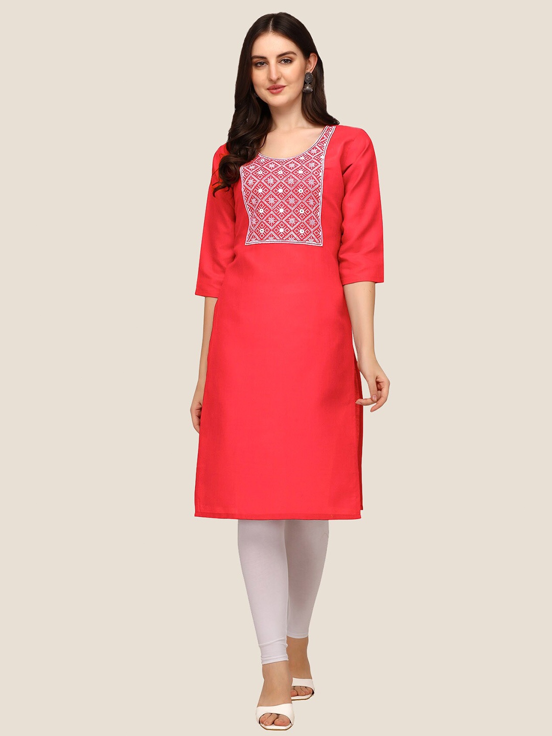 

Anjaneya Sarees Women Pink Yoke Design Kurta