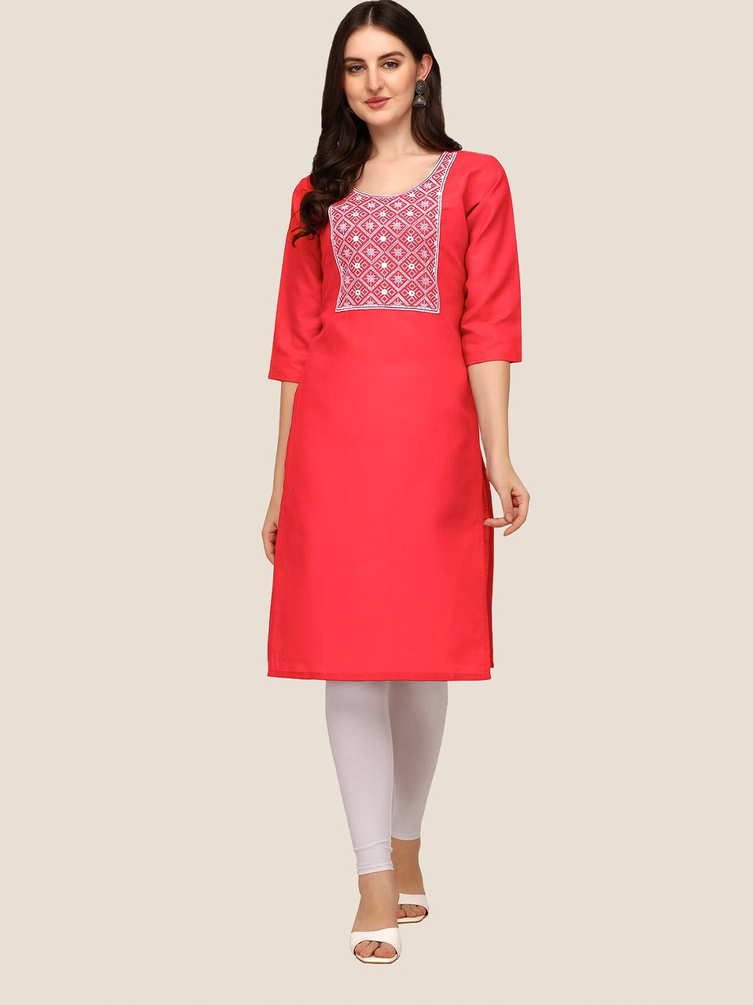 

Anjaneya Sarees Women Pink Yoke Design Kurta
