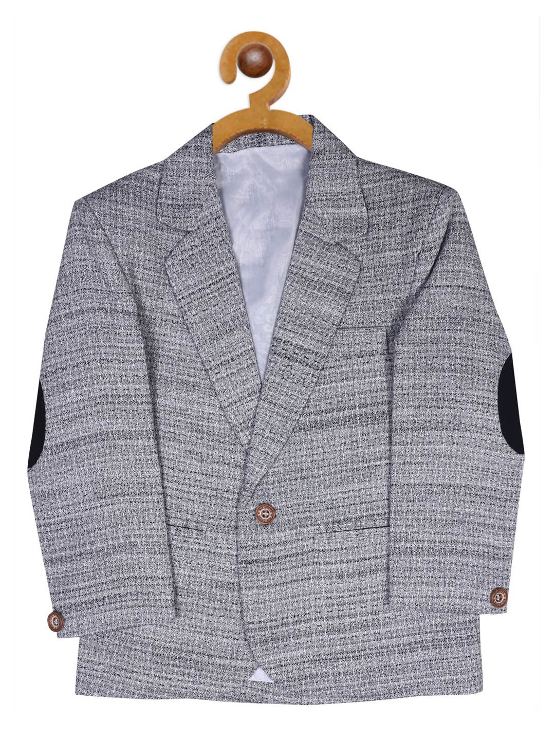 

RIKIDOOS Boys Grey Self Design Comfort Fit Single Breasted Blazer