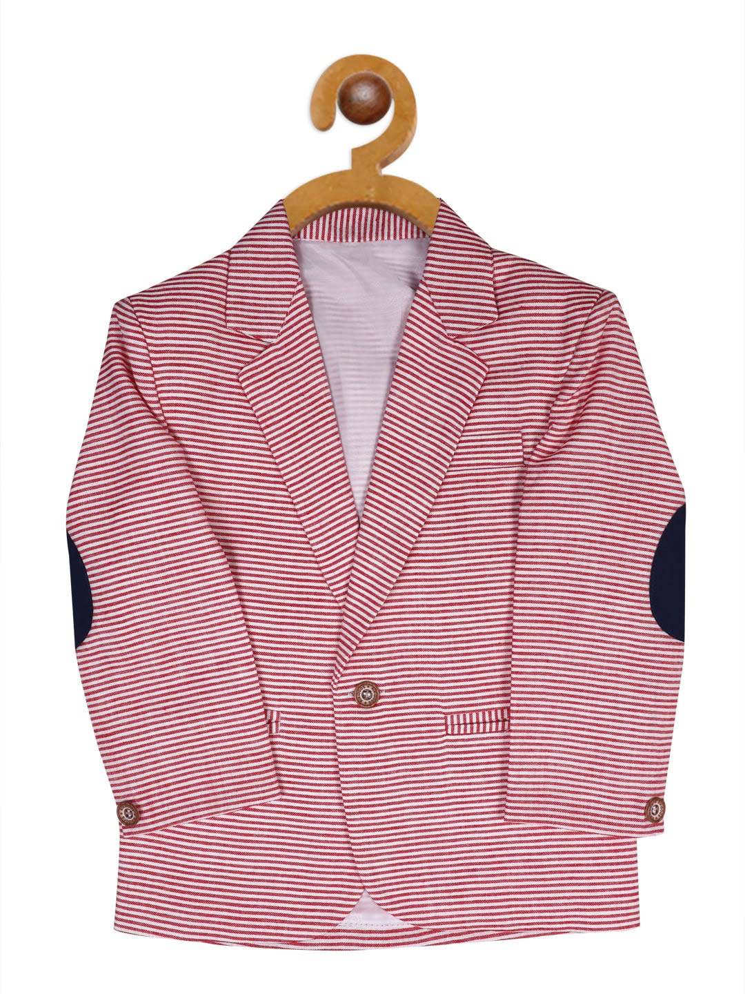 

RIKIDOOS Boys Red Striped Single Breasted Full Sleeves Blazers