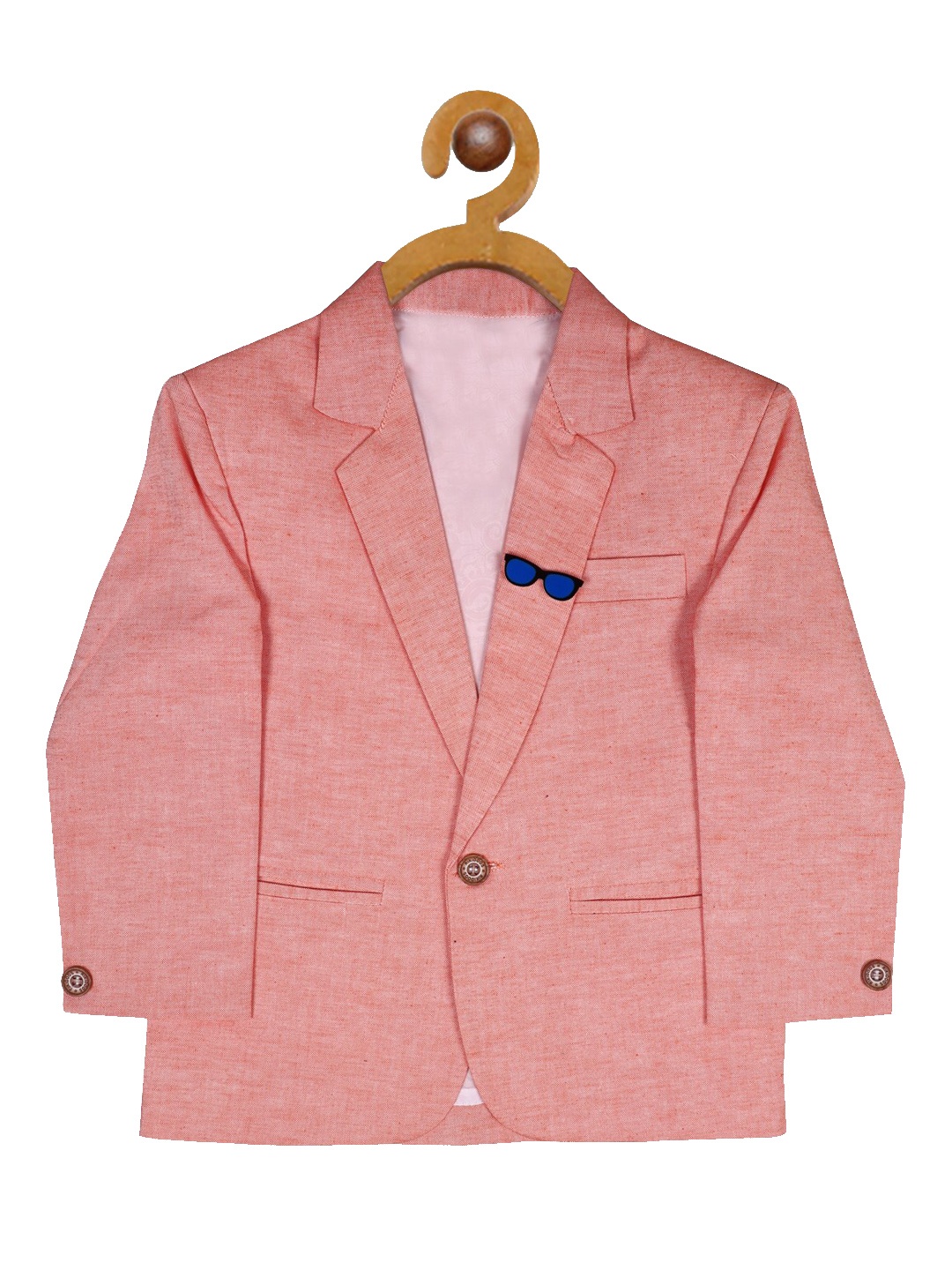 

RIKIDOOS Boys Peach Colored Solid Single Breasted Blazers