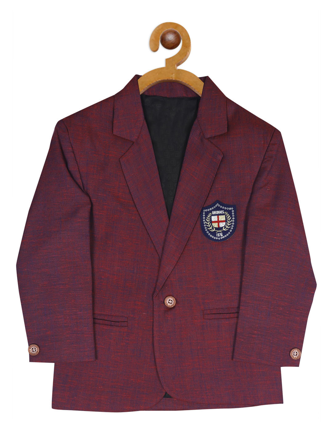 

RIKIDOOS Boys Pink Self Design Single Breasted Comfort Fit Blazer