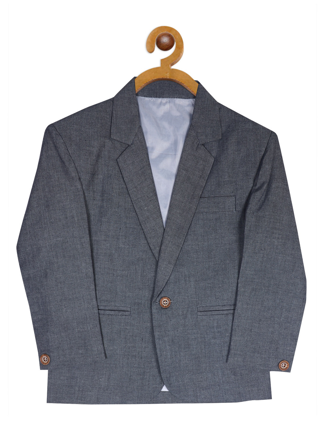 

RIKIDOOS Boys Navy Blue Solid Single Breasted Blazer