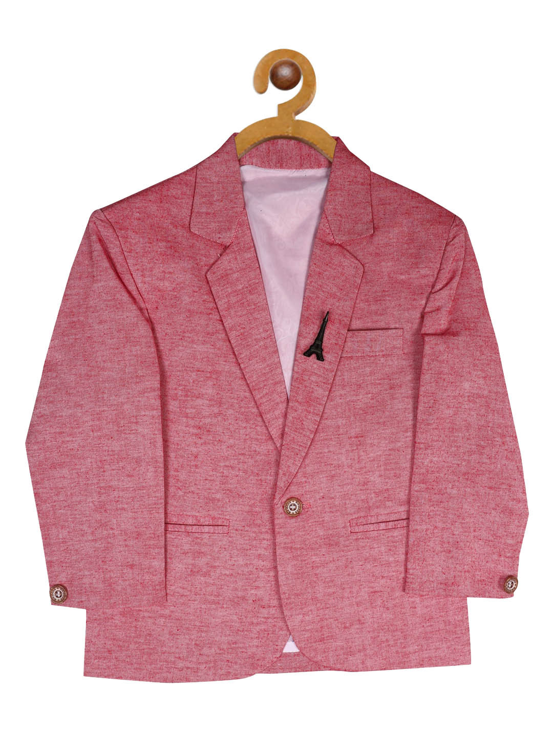 

RIKIDOOS Boys Pink Solid Single Breasted Blazers