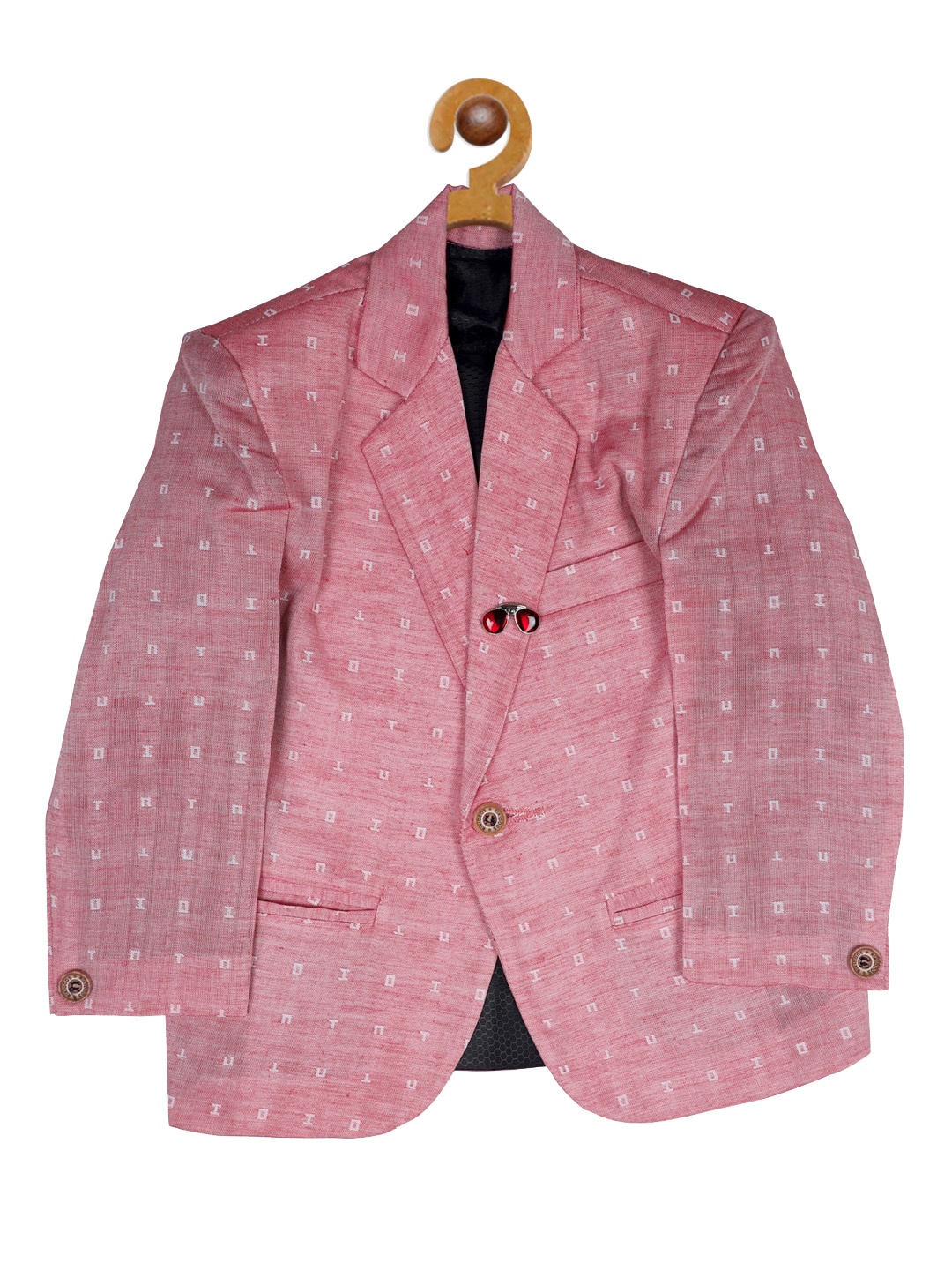 

RIKIDOOS Boys Peach-Coloured Printed Single-Breasted Formal Suit