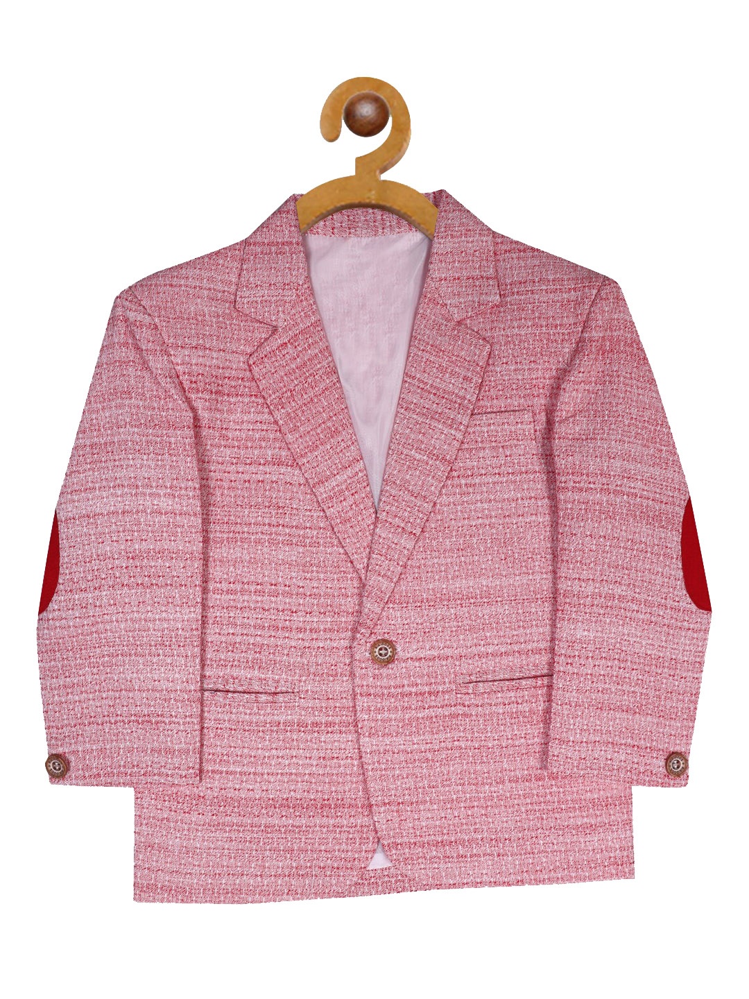 

RIKIDOOS Boys Light Red Self-Design Single-Breasted Comfort-Fit Formal Blazer