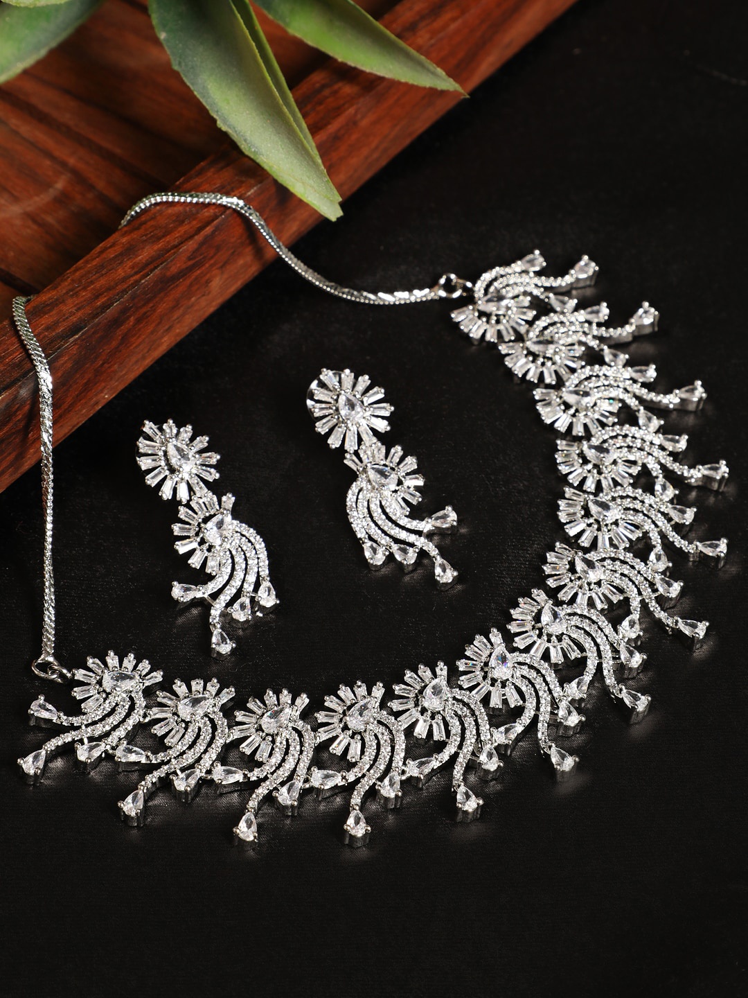 

Jazz and Sizzle Silver-Plated AD Studded Jewellery Set