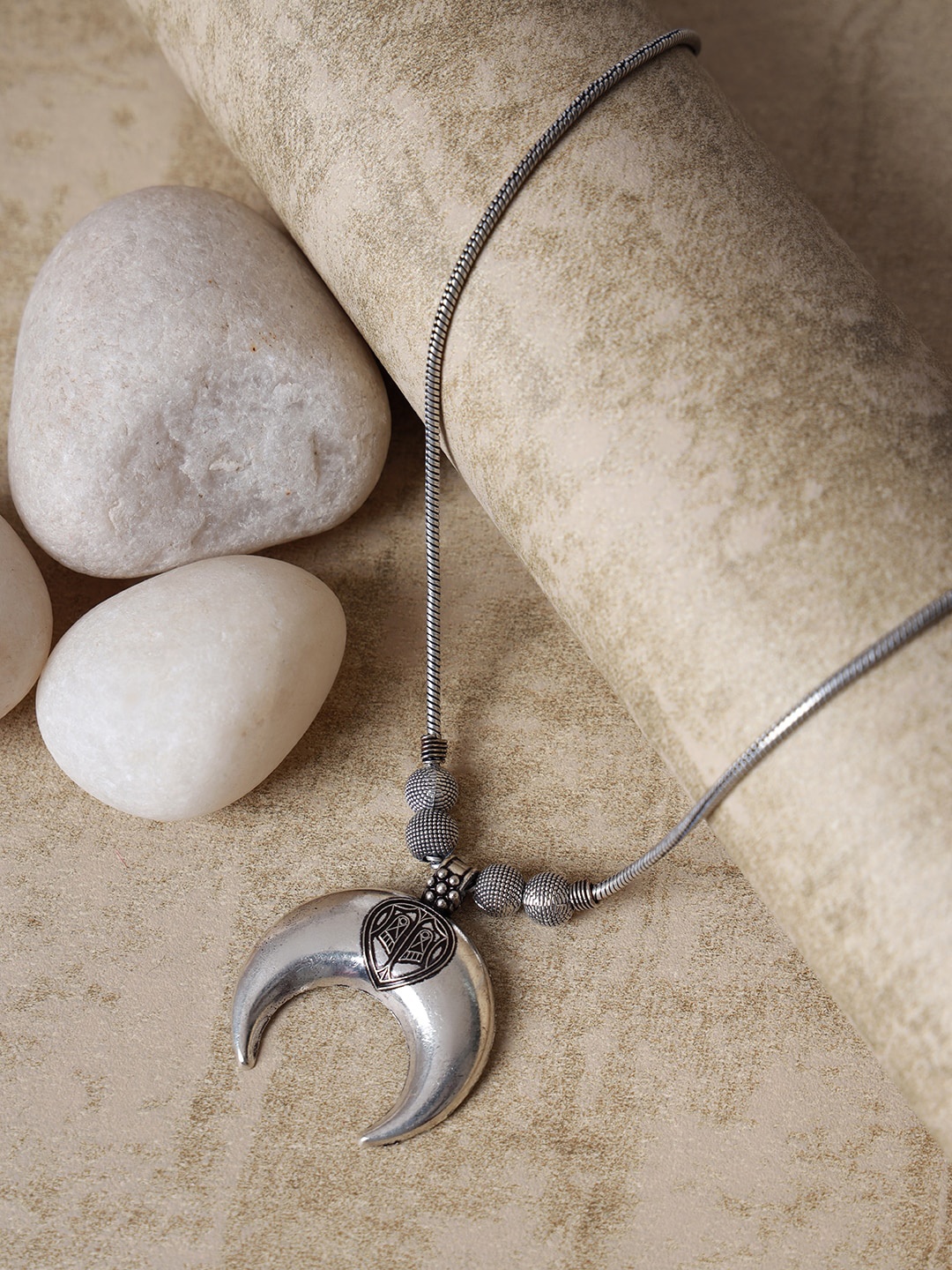 

Jazz and Sizzle German Silver Silver-Plated Oxidised Necklace
