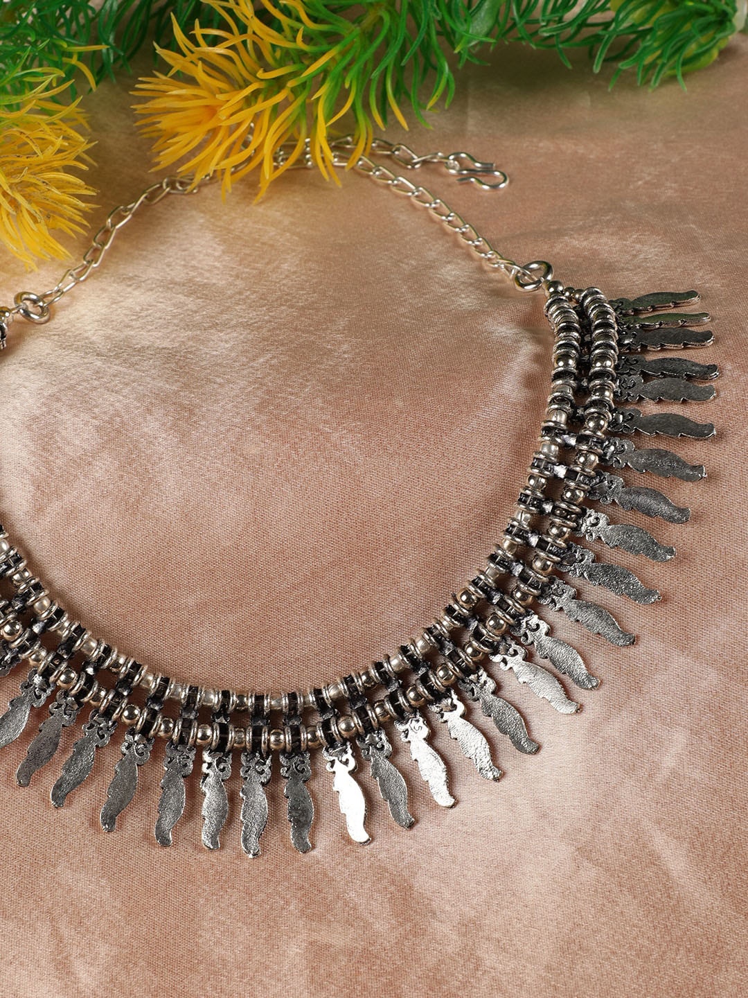 

Jazz and Sizzle Silver-Toned German Silver Silver-Plated Oxidised Necklace