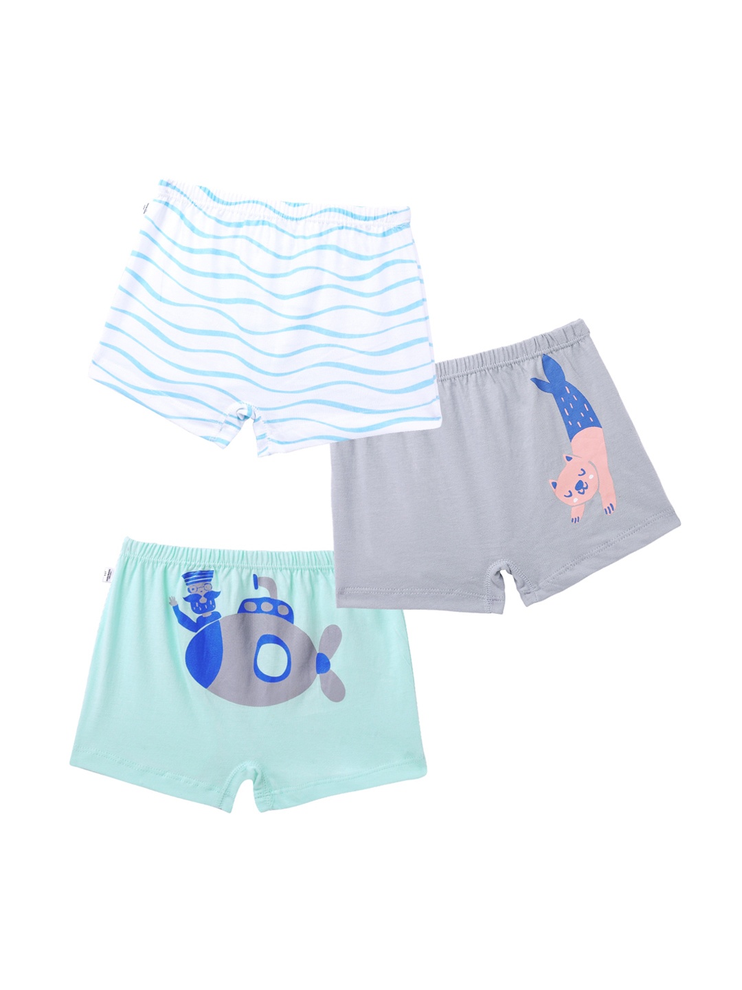 

You Got Plan B Boys Pack Of 3 Printed Pure Cotton Boxer Briefs, Grey