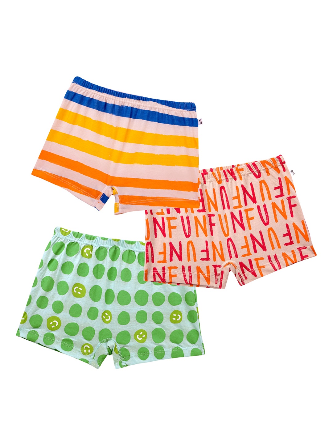 

You Got Plan B Girls Pack of 3 Peach & Blue Printed Pure Cotton Boxer Briefs