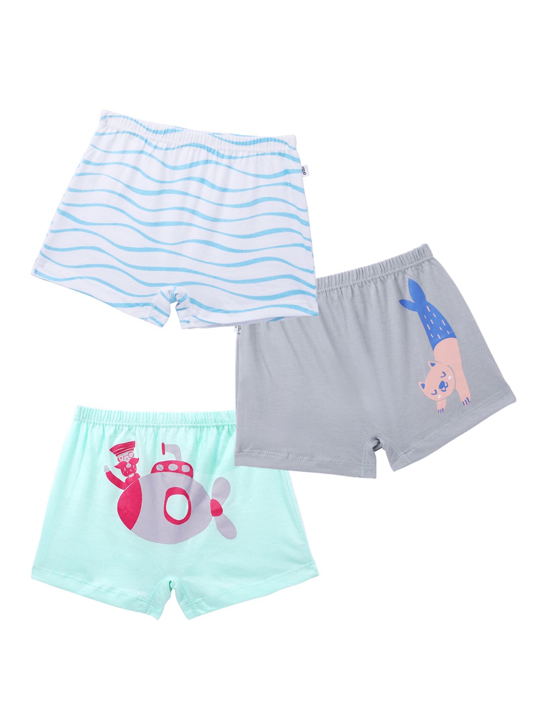 

You Got Plan B Girls Pack Of 3 Printed Boxer-Style Pure Cotton Briefs, Blue