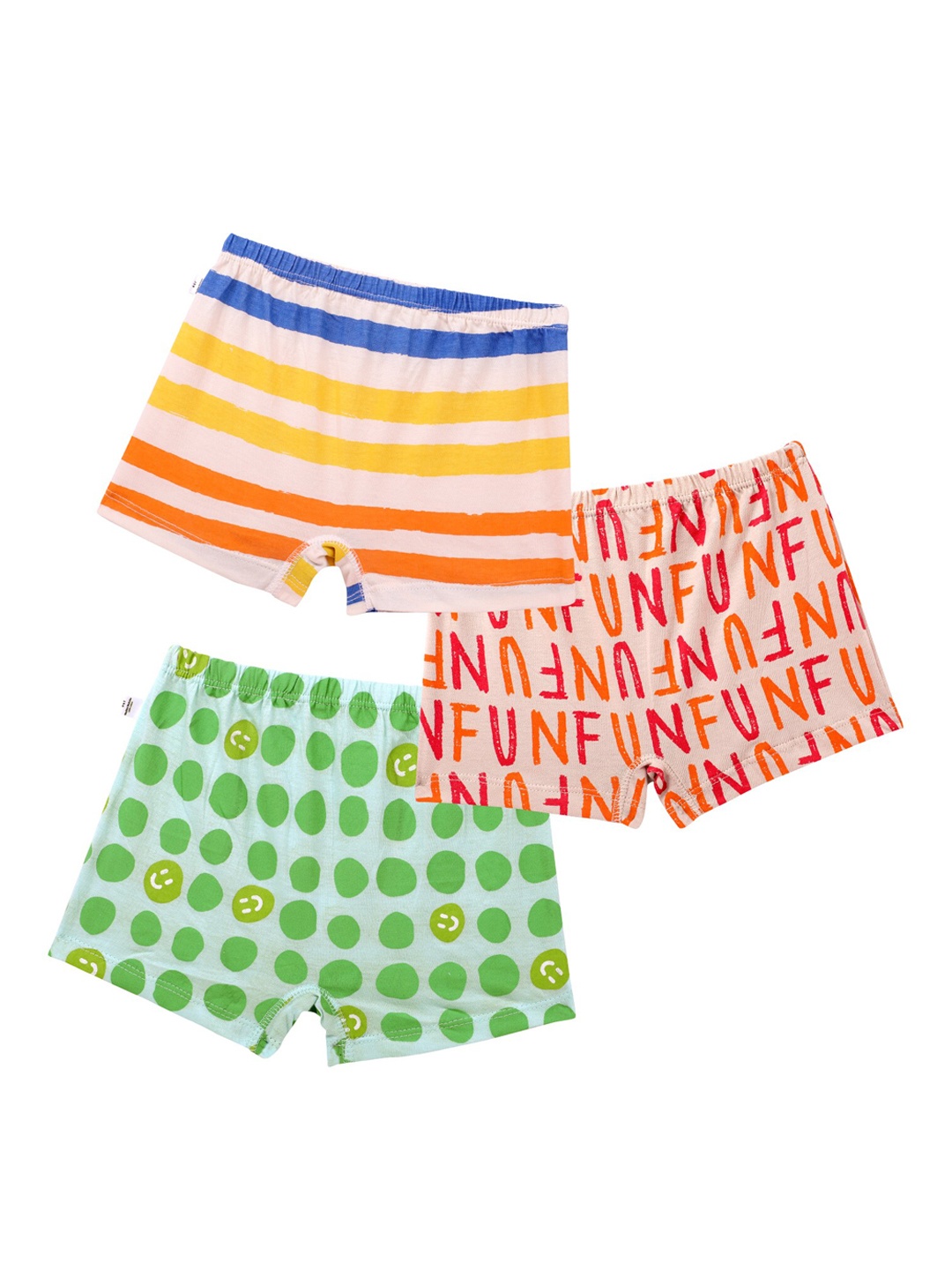 

You Got Plan B Girls Pack Of 3 Green & Red Printed Pure Cotton Boxer Briefs