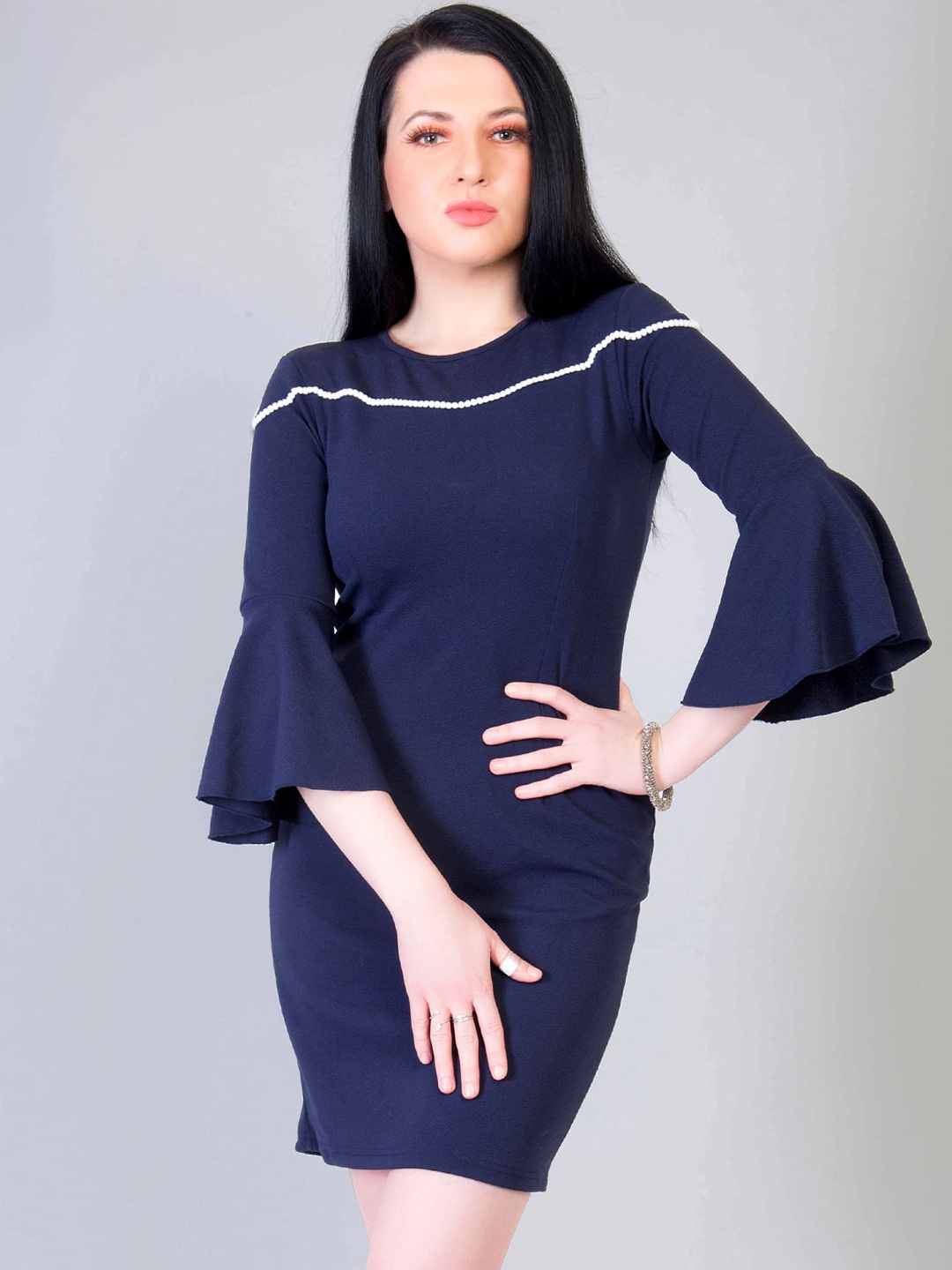 

ADDYVERO Navy Blue Sheath Dress