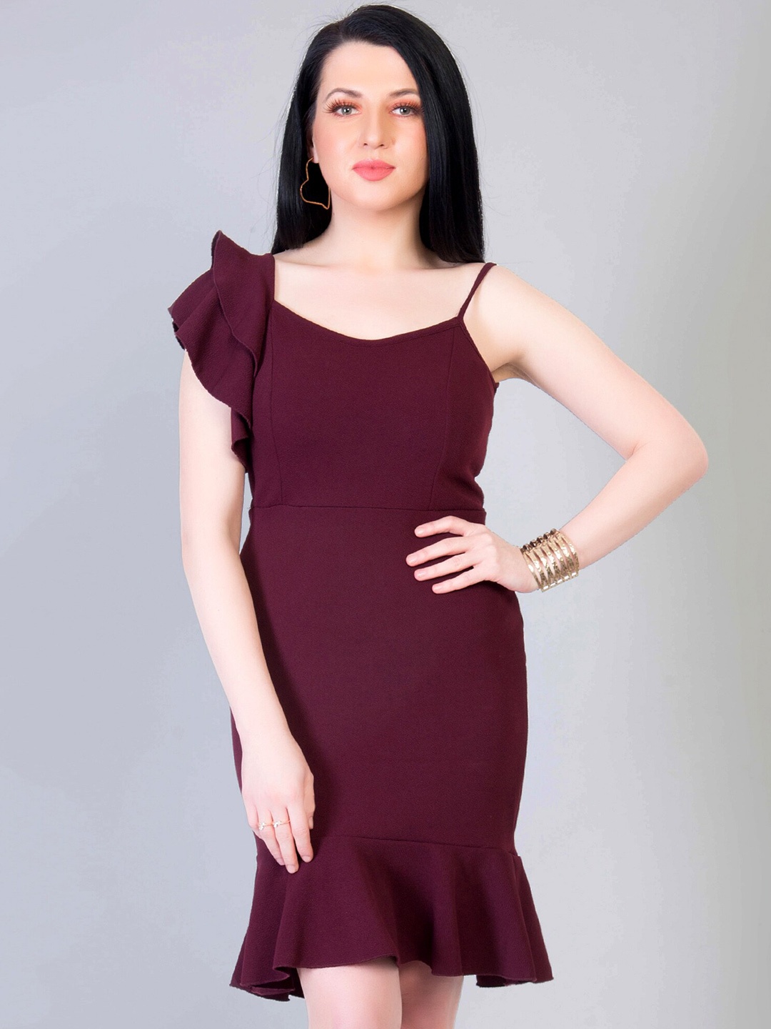 

ADDYVERO Maroon Sheath Dress