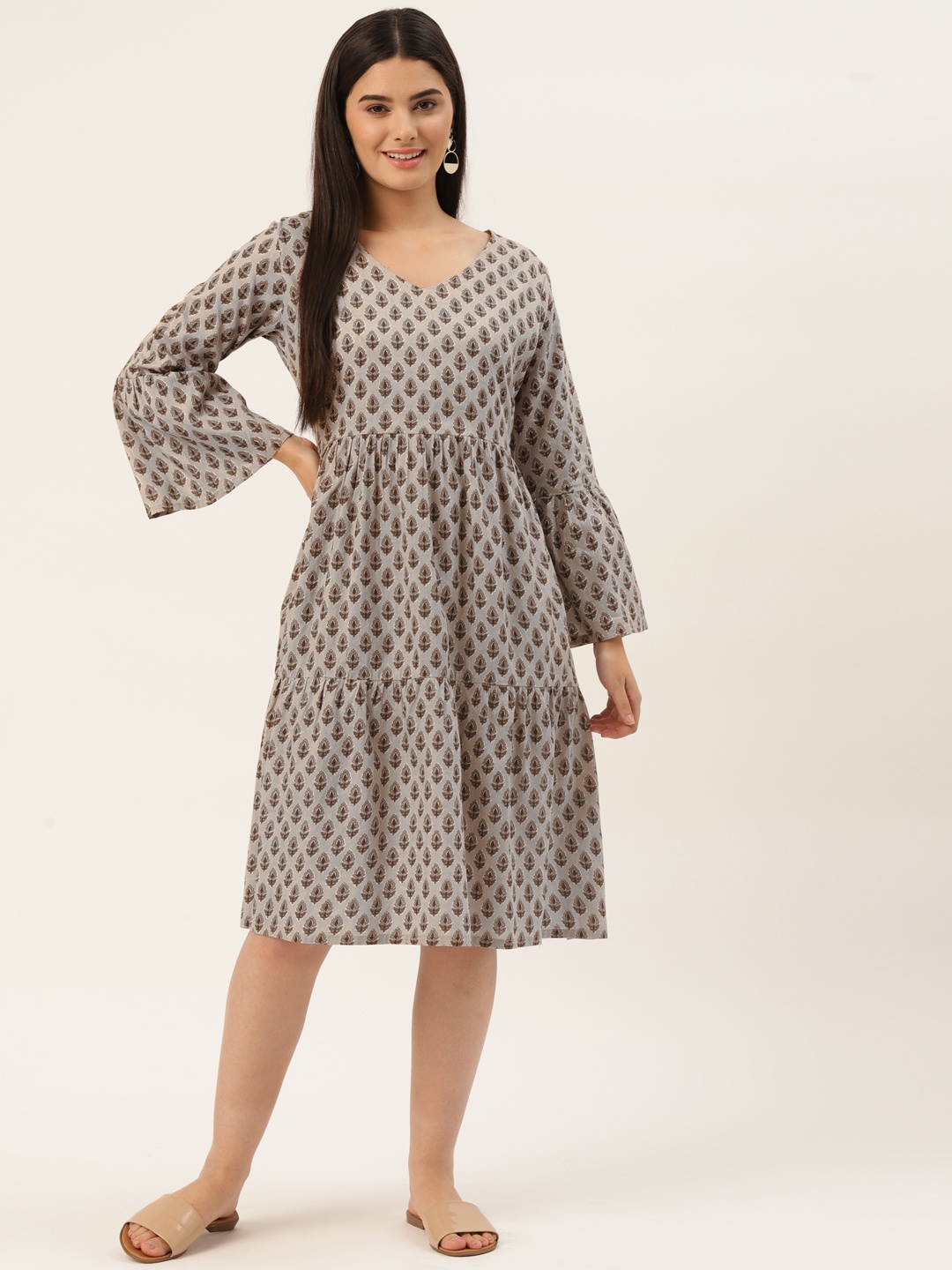 

DIVYANK Brown Ethnic Motifs A-Line Dress
