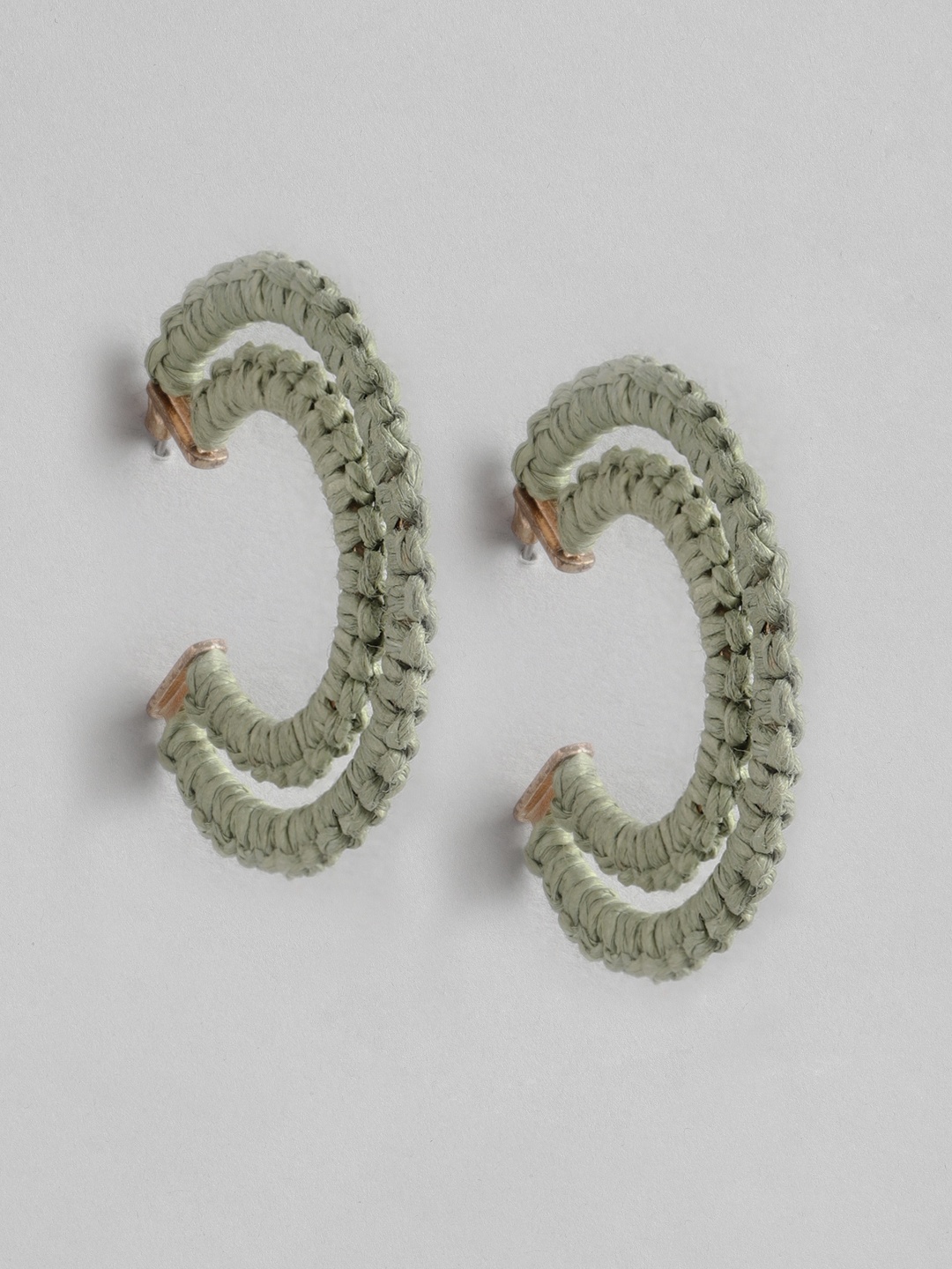 

RICHEERA Green Crescent Shaped Half Hoop Earrings