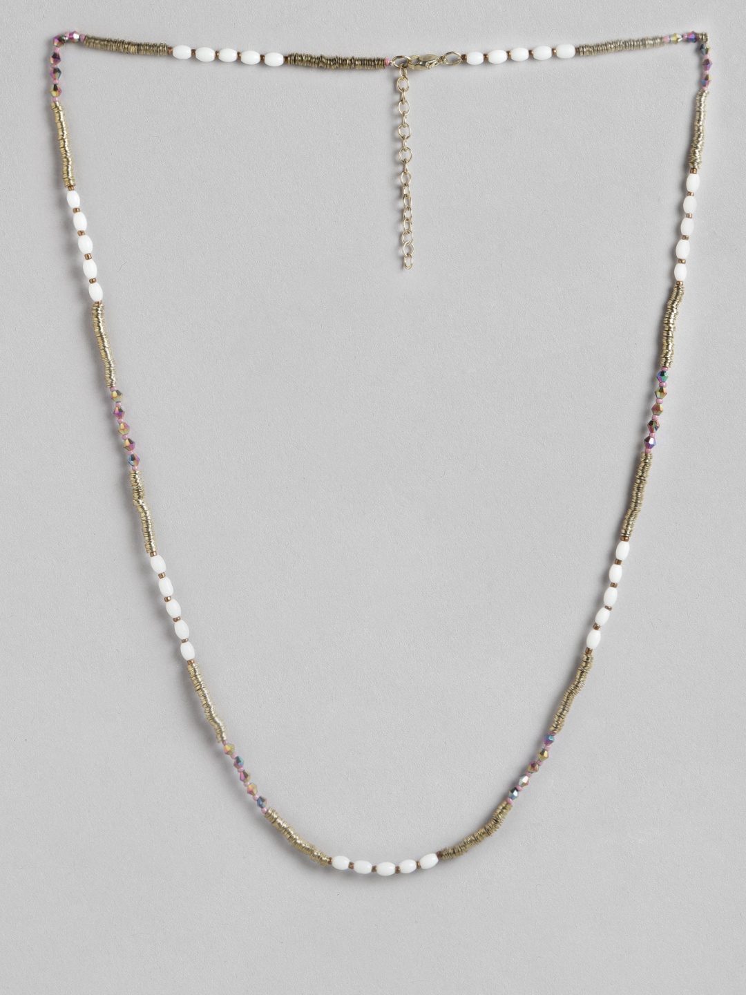 

RICHEERA Gold-Toned & White Gold-Plated Beaded Necklace