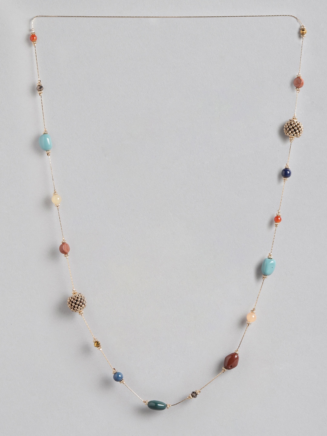 

RICHEERA Gold-Toned & Blue Gold-Plated Beaded Necklace