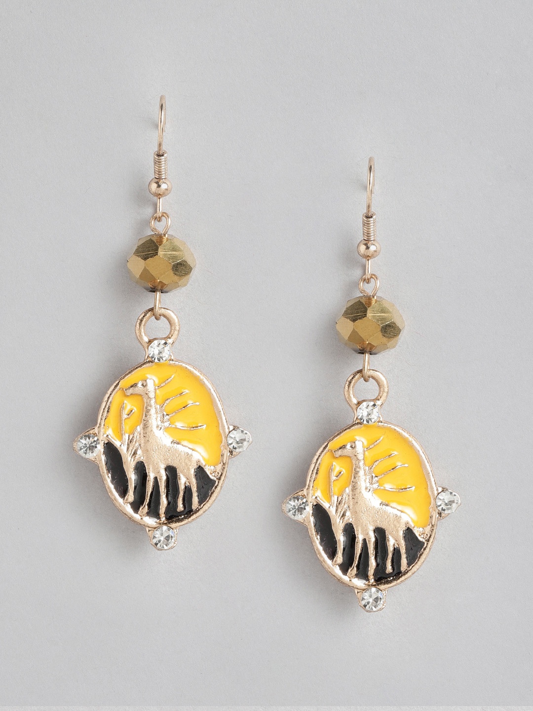 

RICHEERA Multicoloured & Black Oval Drop Earrings, Multi