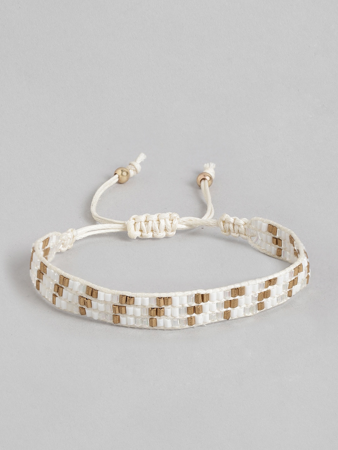 

RICHEERA Women White & Gold-Toned Braided Bracelet