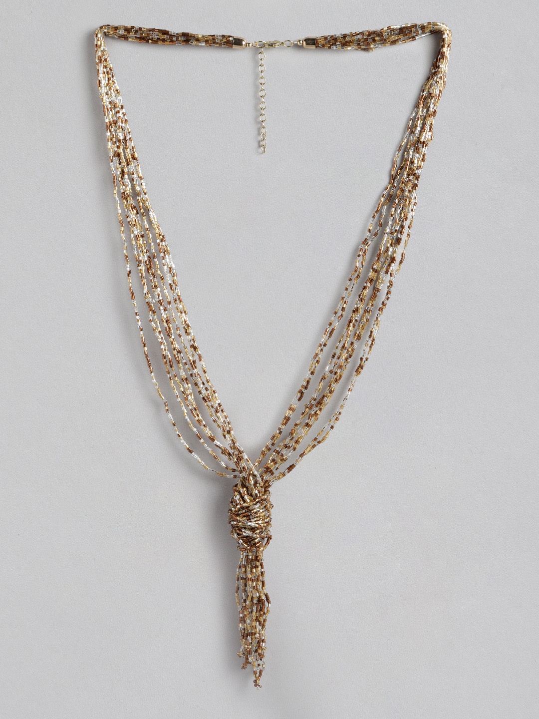 

RICHEERA Gold-Toned & Silver-Toned Beaded Layered Necklace