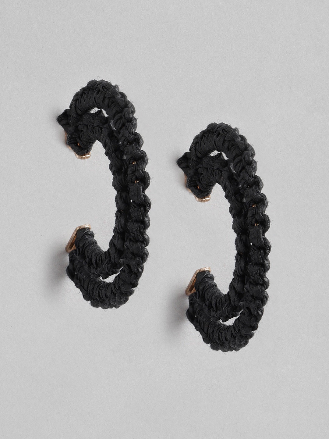 

RICHEERA Black Crescent Shaped Half Hoop Earrings