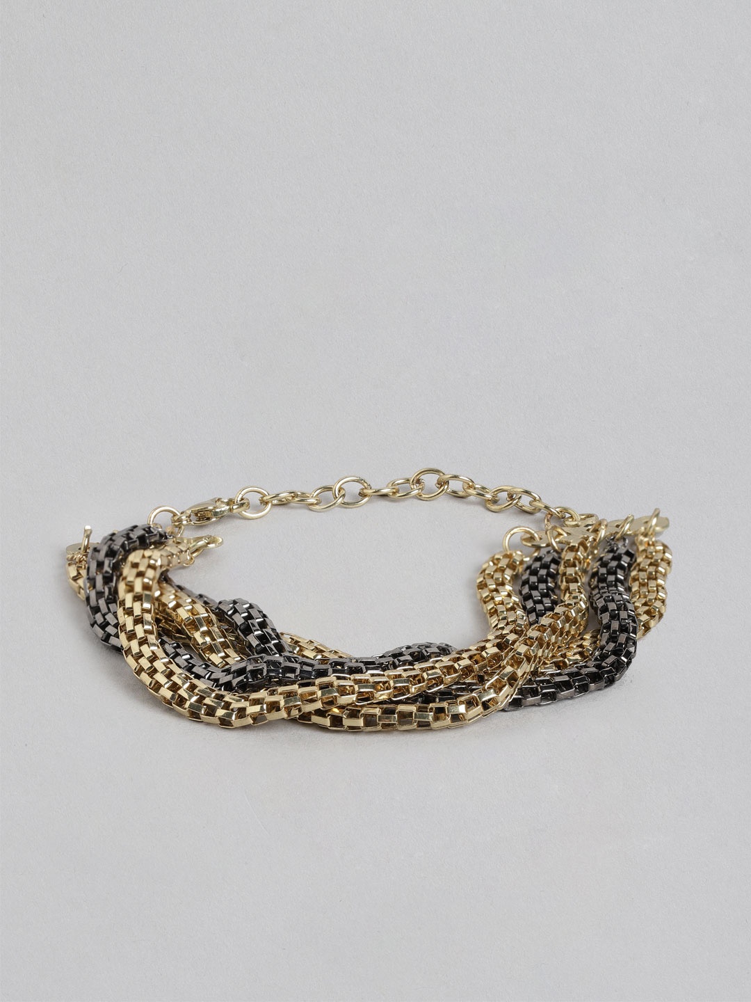 

RICHEERA Women Gold-Toned & Gunmetal-Toned Gold-Plated Multistrand Bracelet