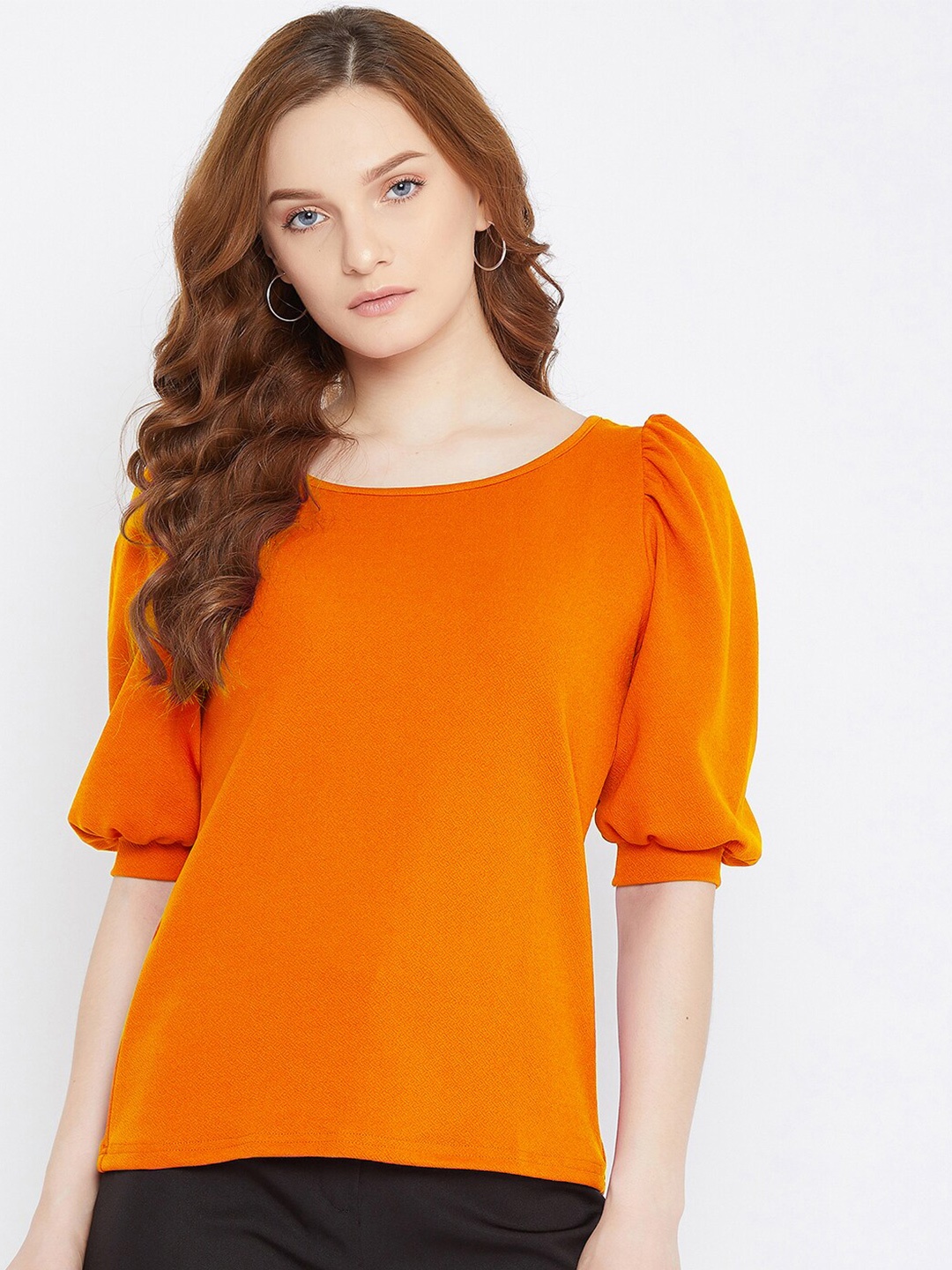 

Uptownie Lite Women Stretchable Round Neck Top, Orange