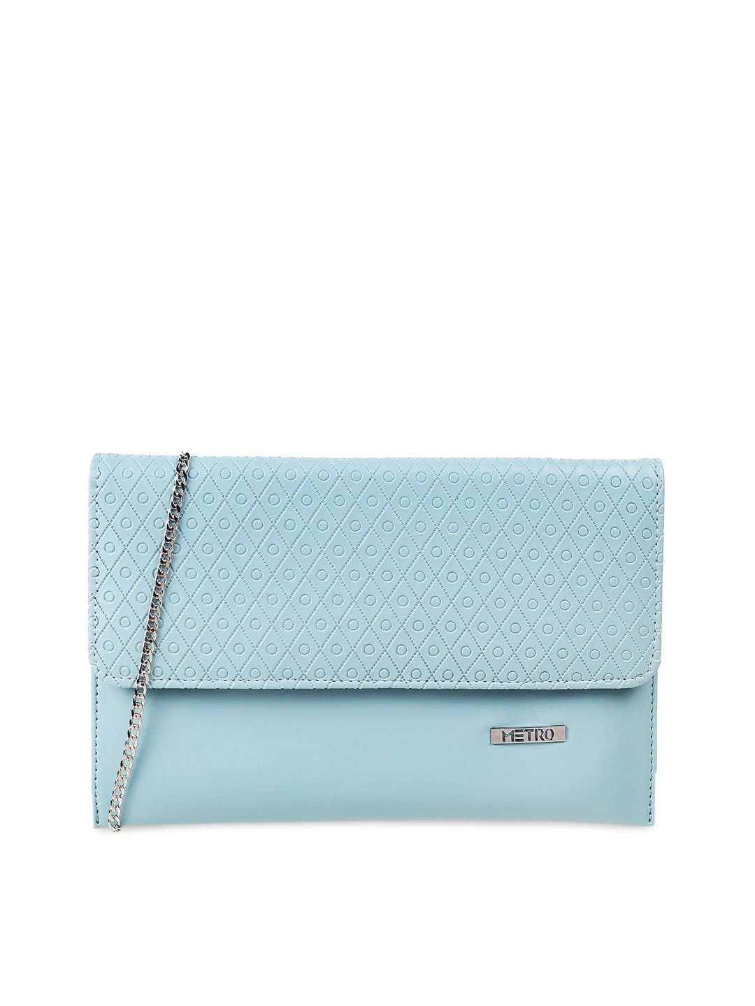 

Metro Women Blue Textured Envelope Clutch