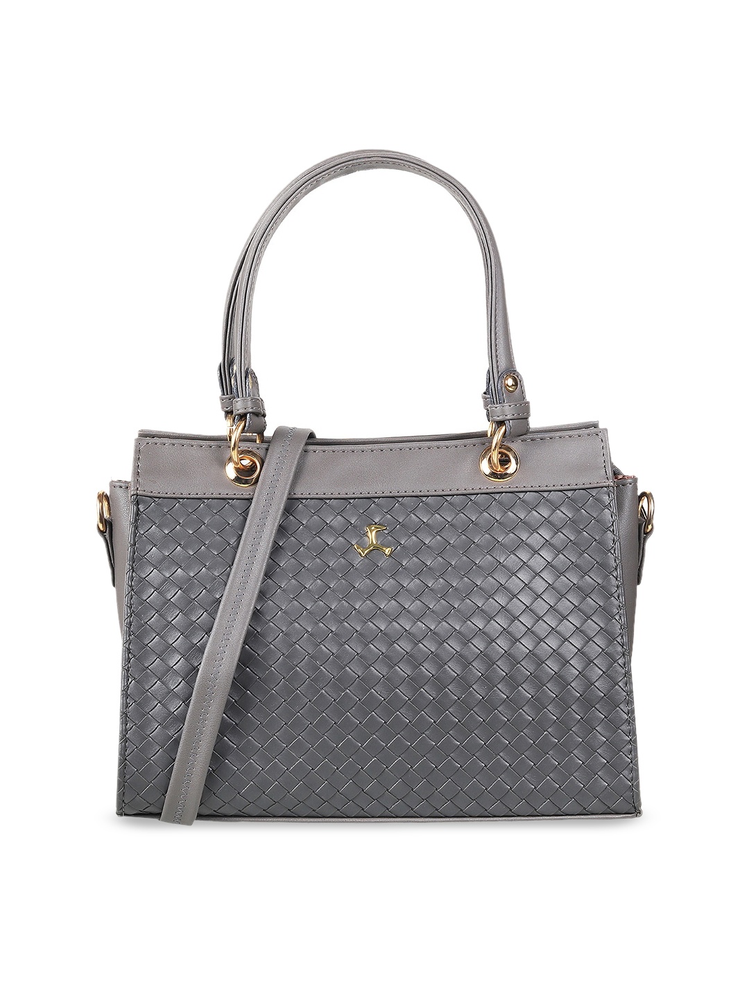 

Mochi Grey PU Structured Handheld Bag Textured With Quilted