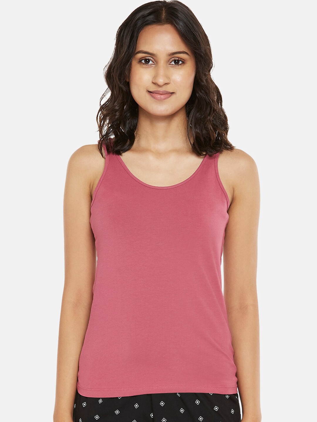 

Dreamz by Pantaloons Women Pink Solid Tank Lounge T-shirt