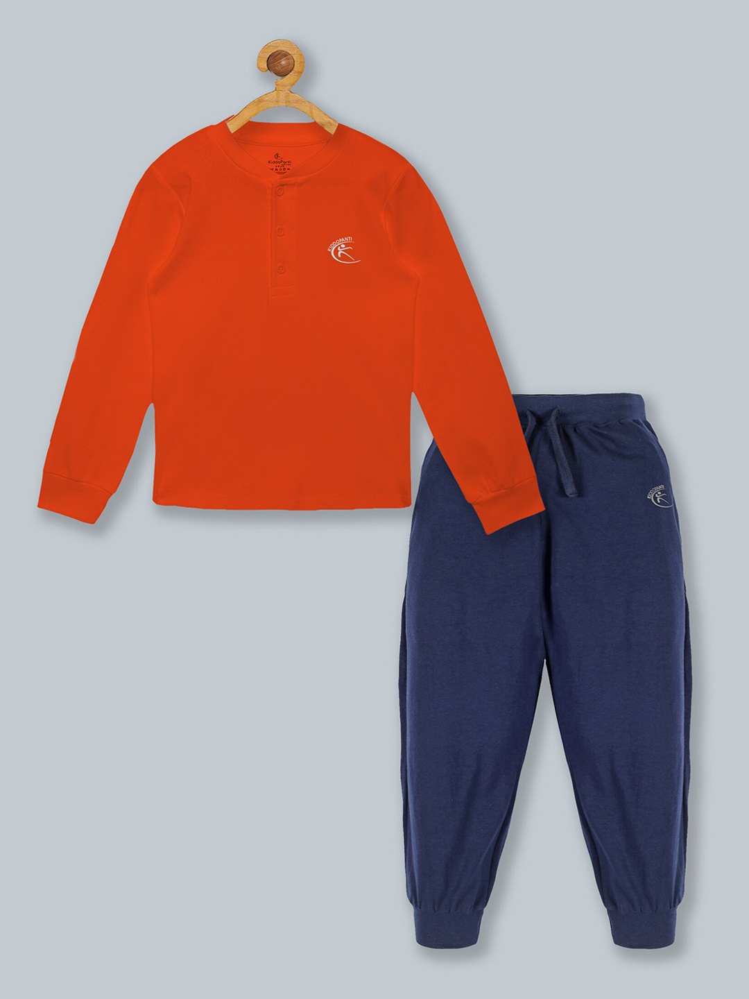 

KiddoPanti Kids Orange Solid Pure Cotton Tracksuit
