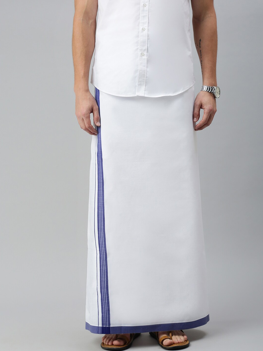 

WHITE HEART Men White Solid Pure Cotton Dhotis