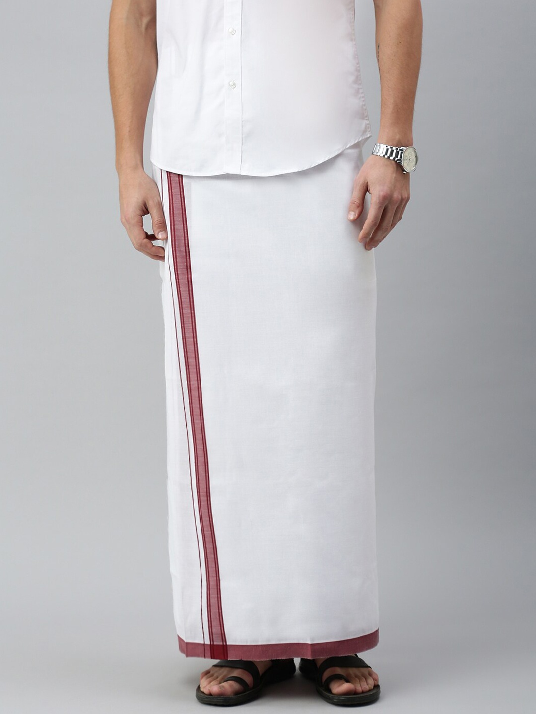 

WHITE HEART Men White Solid Pure Cotton Dhotis