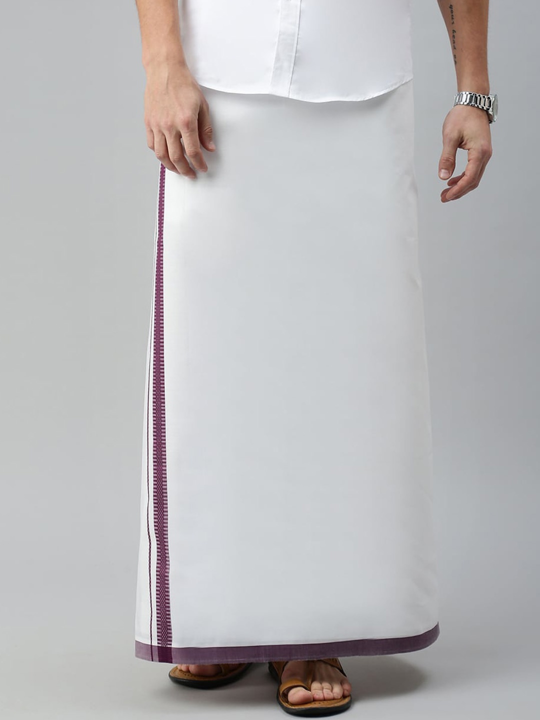 

WHITE HEART Men White Solid Pure Cotton Dhotis