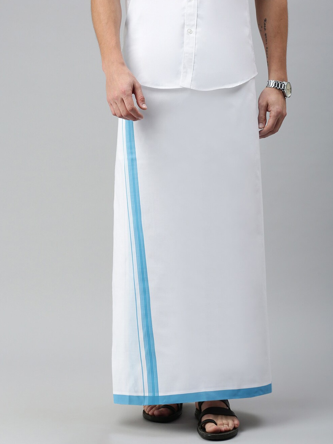

WHITE HEART Men White Solid Pure Cotton Dhoti