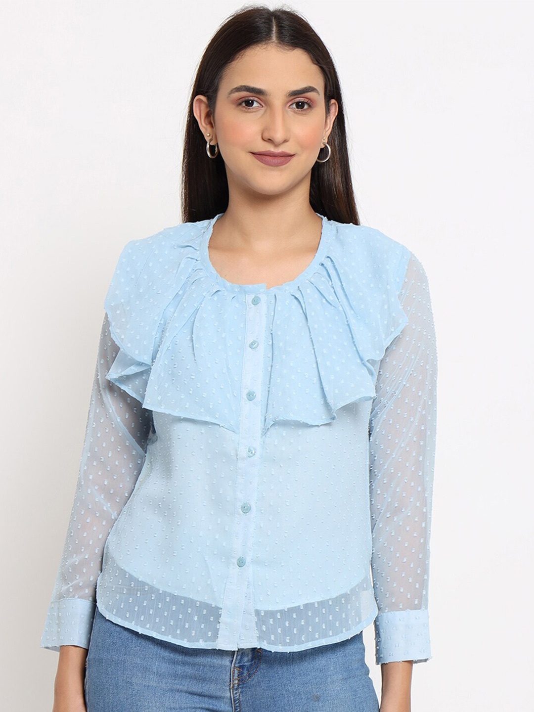 

MARC LOUIS Women Blue Smart Printed Casual Shirt