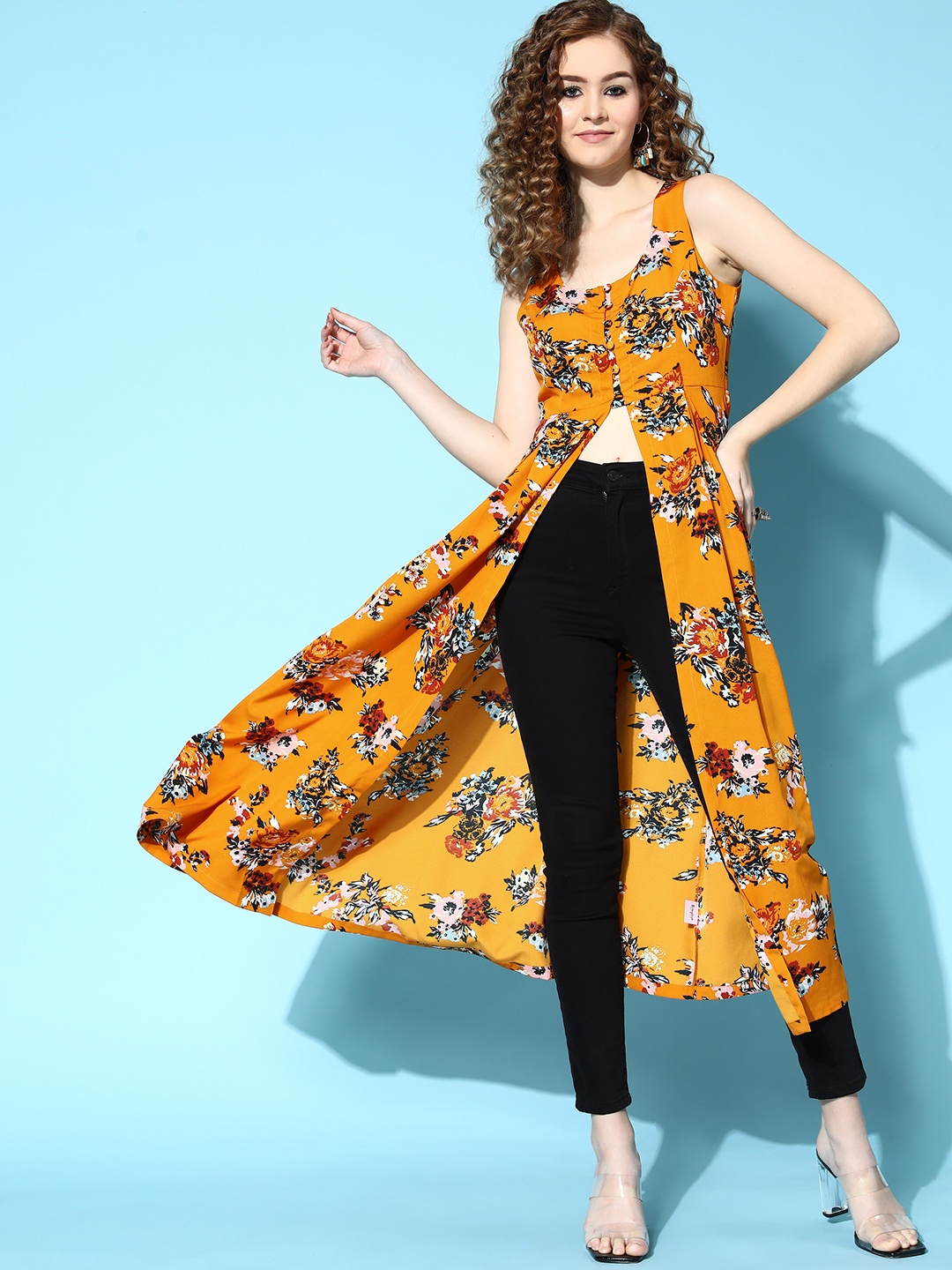 

Berrylush Women Mustard Polyester Peekaboo Slit Kurta