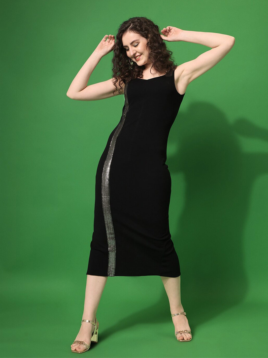 

SHEETAL Associates Black Sheath Midi Dress