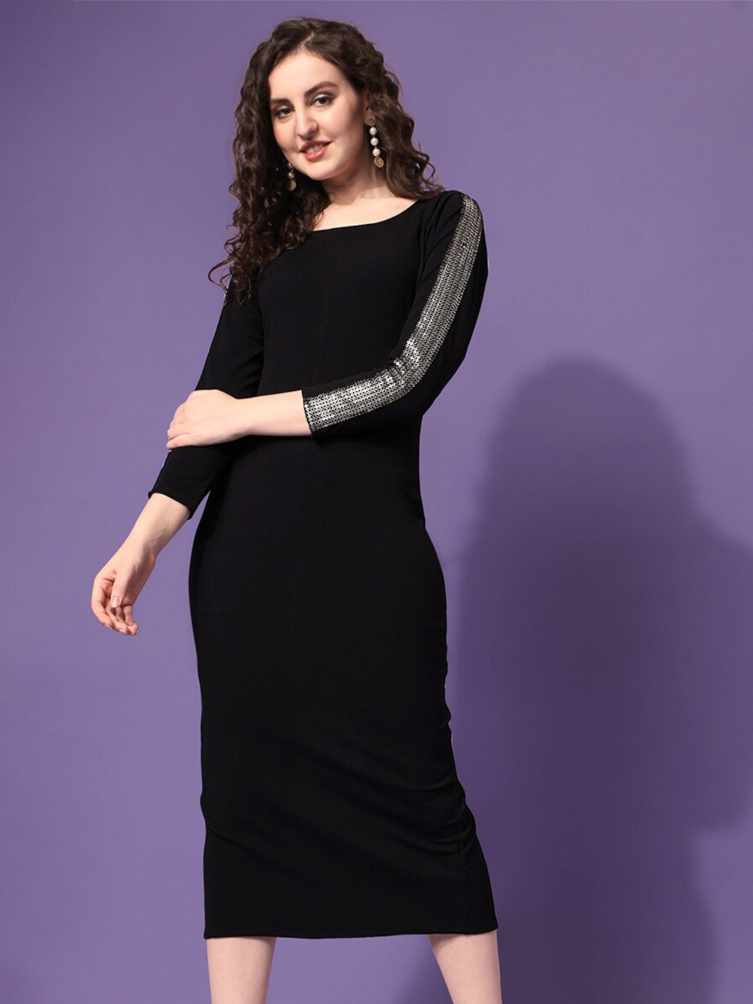 

SHEETAL Associates Black Sheath Midi Dress