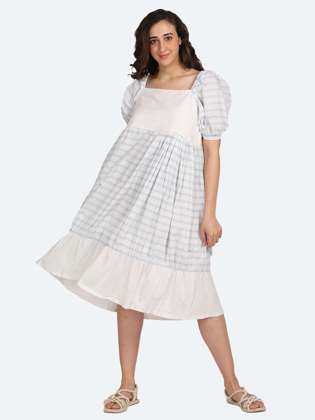 

BOLDMISS White A-Line Midi Dress